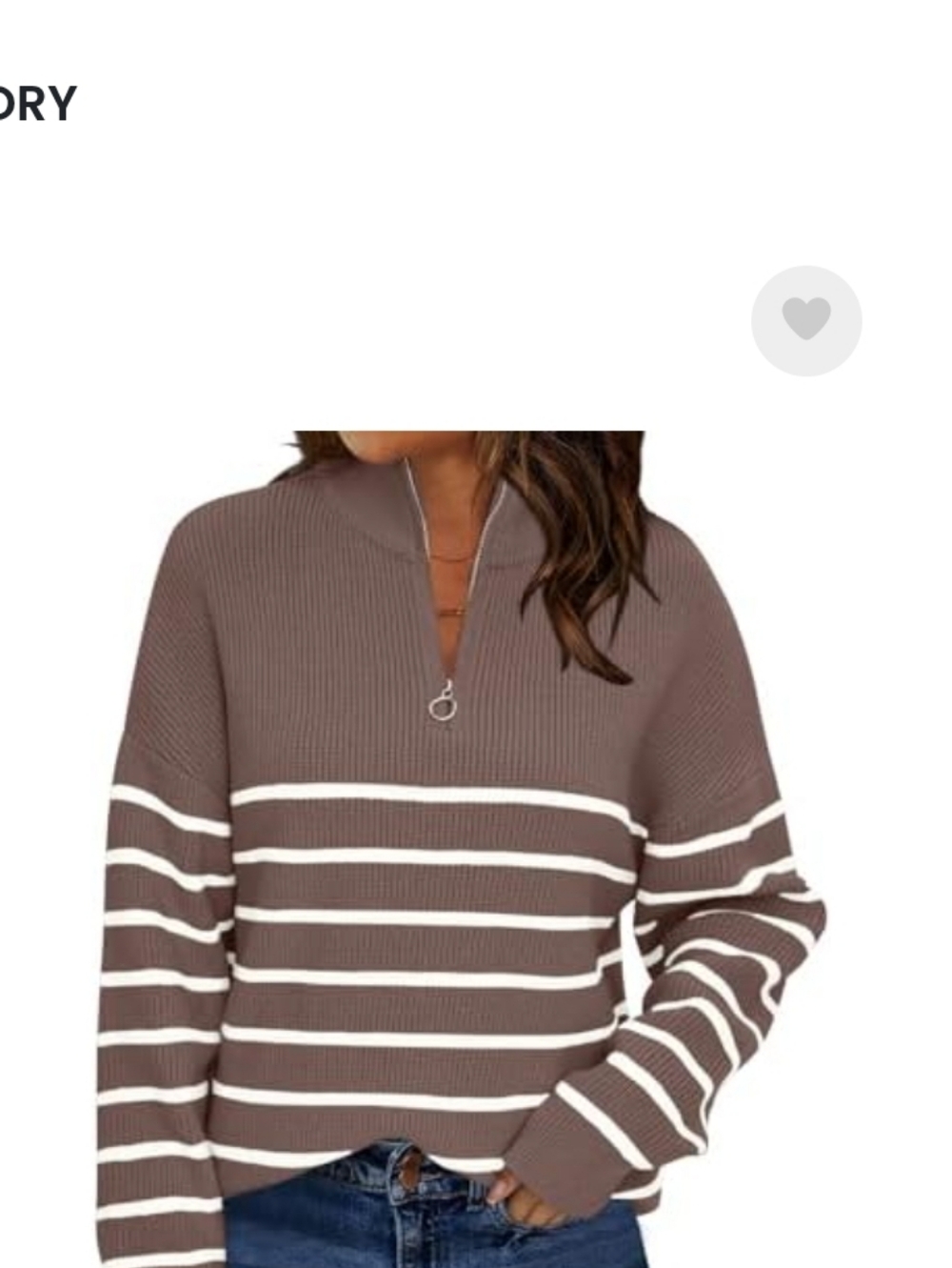 LILLUSORY Quarter Zip Striped Oversized Collar Pullover Sweater Knit XL